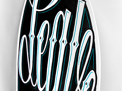 Leave deck handmade illustration lettering snowboard typo