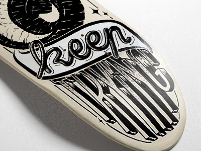 Keep trying deck handmade illustration lettering skateboard typo