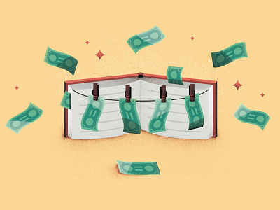 Money Laundering book economy editorial euro financial illustration investment money vector