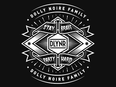 Dolly Noire "Family" badge branding dlynr dollynoire illustration lettering streetwear vector