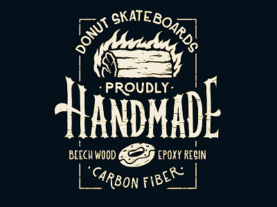 Proudly Handmade badge decks handlettering handmade illustration lettering skate skateboard typography