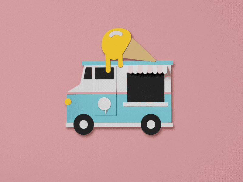 Ice cream truck after effect animation delivery app design food ice cream illustration paper papercraft truck