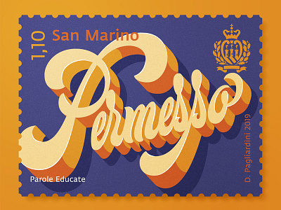 Permesso illustration lettering stamp type typo typography vector