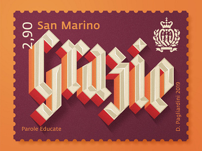 Grazie design illustration lettering stamp thanks type typo typography vector