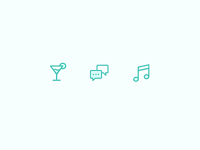 Icons | Social Things chat chat bubble cocktail icon design icon design logo design iconography icons icons pack iconset martini mint music social teal uidesign visual design