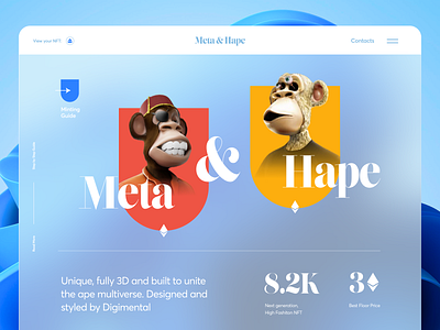 Meta&Hape - NFT Project website bape bitcoin brandcrypto crypto cryptocurrency cuberto dribbble etherium exchange halolab hype landing metaverse nft nft exchange nftproject opensea uiux web design website