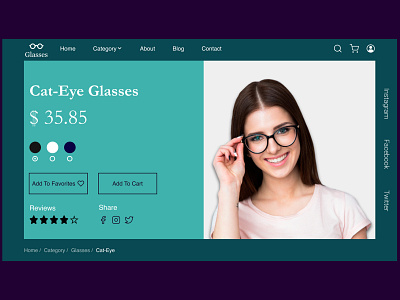 Glasses shopping website design concept branding figma figmadesign ui uidesign uidesigner ux webdesign website design