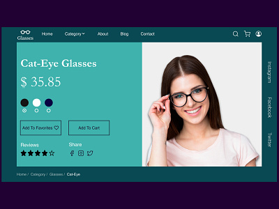 Glasses shopping website design concept