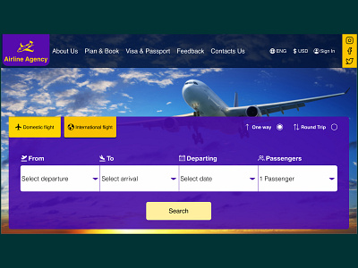 Airline agency website design concept