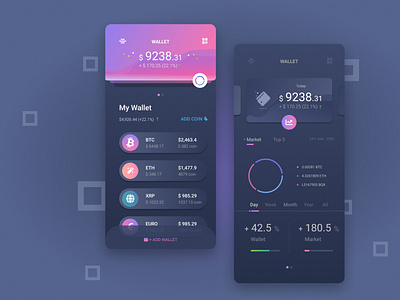 Wallet app design DARK theme ( UI Design)