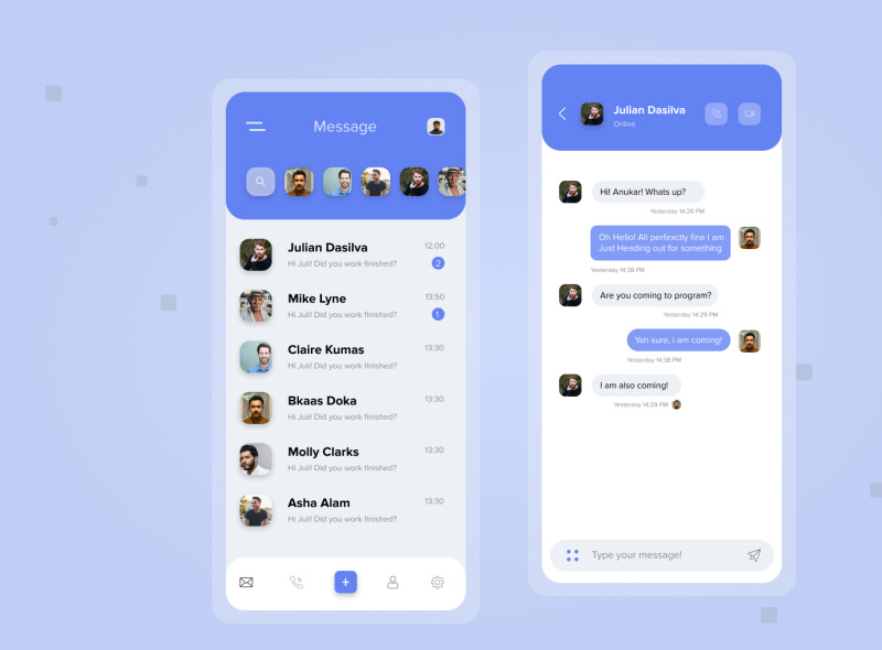 Social media Message Page UI Design by Rasel khan on Dribbble