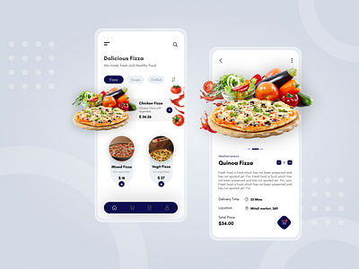 Beautiful Elegant and Bright Pizza App || User-Interface Design