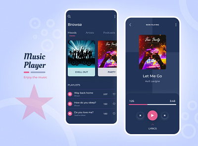 Music Player App UI design - Dark Theme ); android app design app app design app designer design figma graphic design mobile ui ui ui designer ui ux design uius uiux wonderful ui