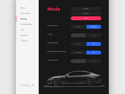 Daily UI #7 automotive car dailyui dashboard digital interface product tesla ui ux