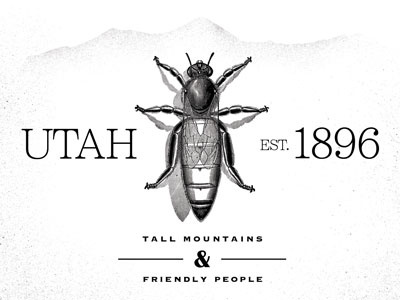 Utah bee greyscale state utah