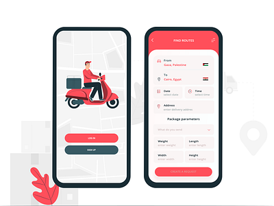 Delivery App Design Concept animation app delivery design illustration login sketch ui uiux ux web