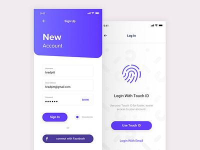 Login with Touch id animation app design form illustration login sign in ui uiux ux