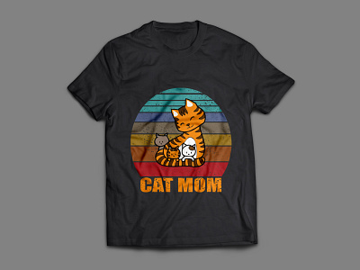 Cat Mom T-shirt branding cat t shirt custom t shirt custom t shirt design illustrator t shirt t shirt design t shirts tee typogaphy typography