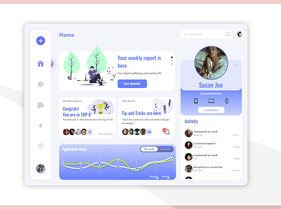 Digital well-being tracker desktop application adobexd application application design concept design digital illustration figma interaction design ui uidesign ux ux design uxdesigner uxui web design website design