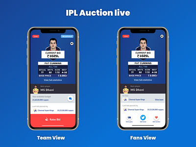 IPL Auction Live adobexd application application design concept figma figma tutorial figmadesign mobile app uidesign ux ux design uxdesigner uxui