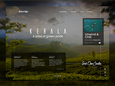 Kerala Tourism UI Landing Page Concept. alanmystique branding design illustration minimal mystique ui ux web website