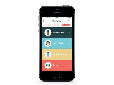 Packing List app camp colorful flat icons kids packing list ui