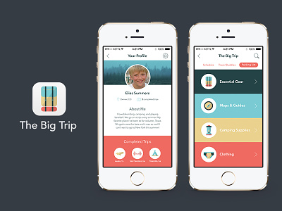 The Big Trip app camp children colorful flat icons ios kids mobile travel trip ui