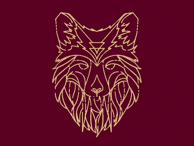 Fox fox hand done illustration line line work plum red yellow