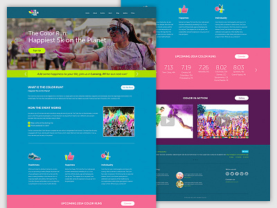 The Color Run - Redesign Concept 5k athlete bright color run colorful flat happy neon run web website website design