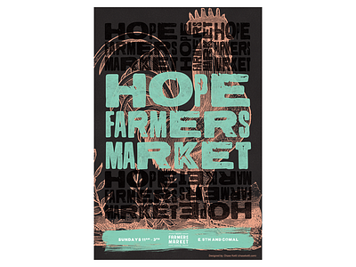 Hope Farmers Market 2015 austin dark farmers market hope market poster rooster screen print teal typography