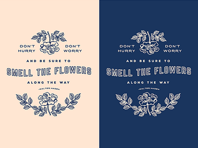Smell The Flowers blue flowers line art one color pink quote simple smell typography wisdom