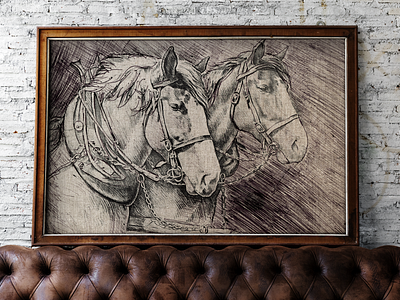 Horses hand drawn illustration pencil drawing