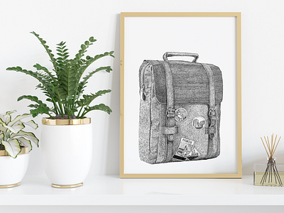 Travel hand drawn illustration pointillism