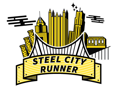 Pittsburgh Steel City Runner Graphic flat color graphic icons illustration pittsburgh t shirt