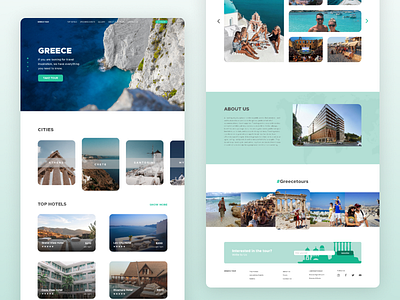 Greece Tour Travel Website flat fluent greece tours travel travel agency ui design