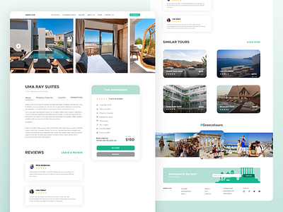 Travel Website, Hotel desing flat fluent greece hotel tour travel ui