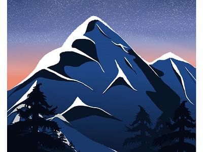 Mountain Illustration design illustration mountains pine trees snowy