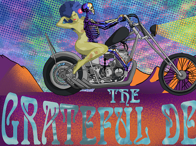 Grateful Dead Poster acid dead death desert flower grateful hippie life love motorcycle psychadelic skeleton the trippy woman