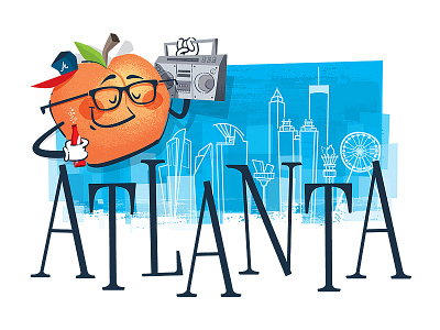 Atlanta atl atlanta illustration peach sockmonkee vector