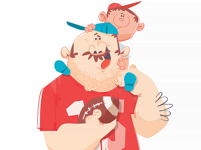 Father and Son editorial illustration sockmonkee sportsball vector
