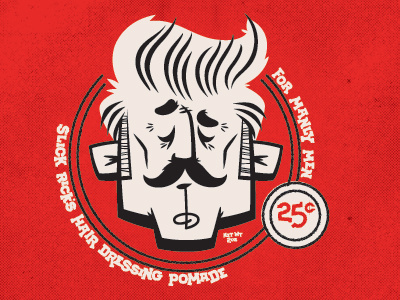 Slick Rick's Pomade For Manly Men ad illustration manly men pomade sockmonkee vector