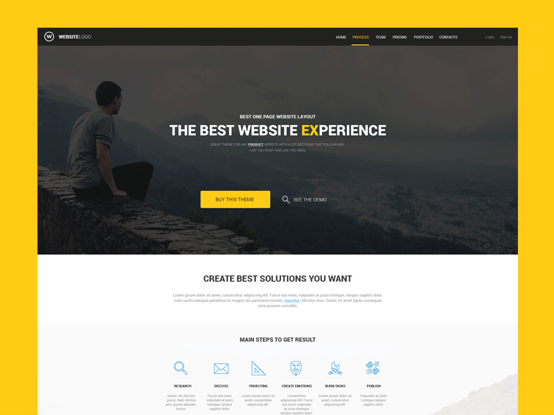 One page website template for product
