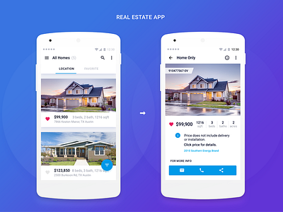 Real Estate App android app light material real estate