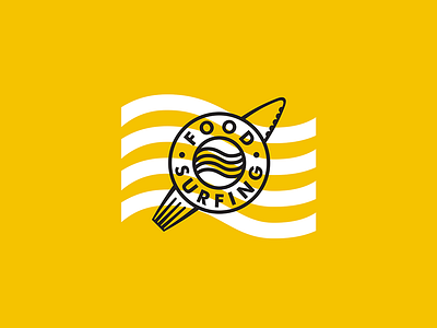 Food Surfing brand cursordesign design food graphic identity illustration logo pantone symbol waves yellow