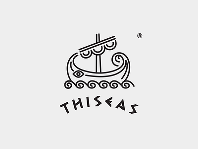 THISEAS restaurant ancient cursordesign custom font graphic greece icon illustration logo ship typography vector