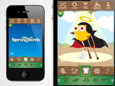 ui for "the SpringBirds" avatar creator app