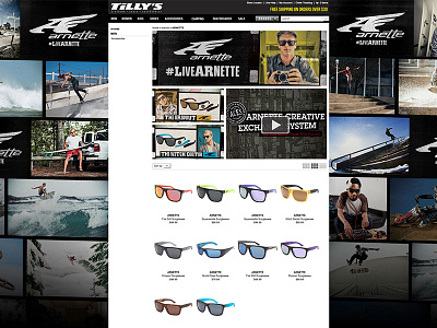 Tilly's Arnette Brand Page action sports brand page branding site design