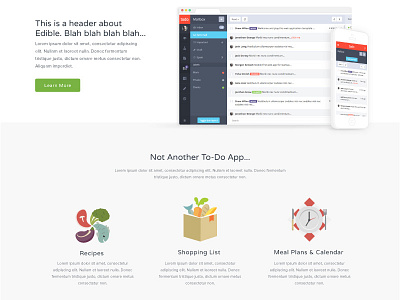 Edible Website Section food health to do web app website