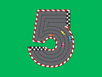 Dribbble 5th Anniversary Racetrack 5 anniversary dribbble five racecar racetrack rebound