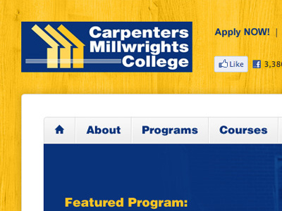 Carpenters Millwrights College Website Header banner design development facebook header like logo navigation website